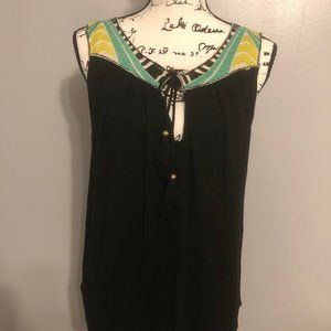 Black tank with tassel tie front